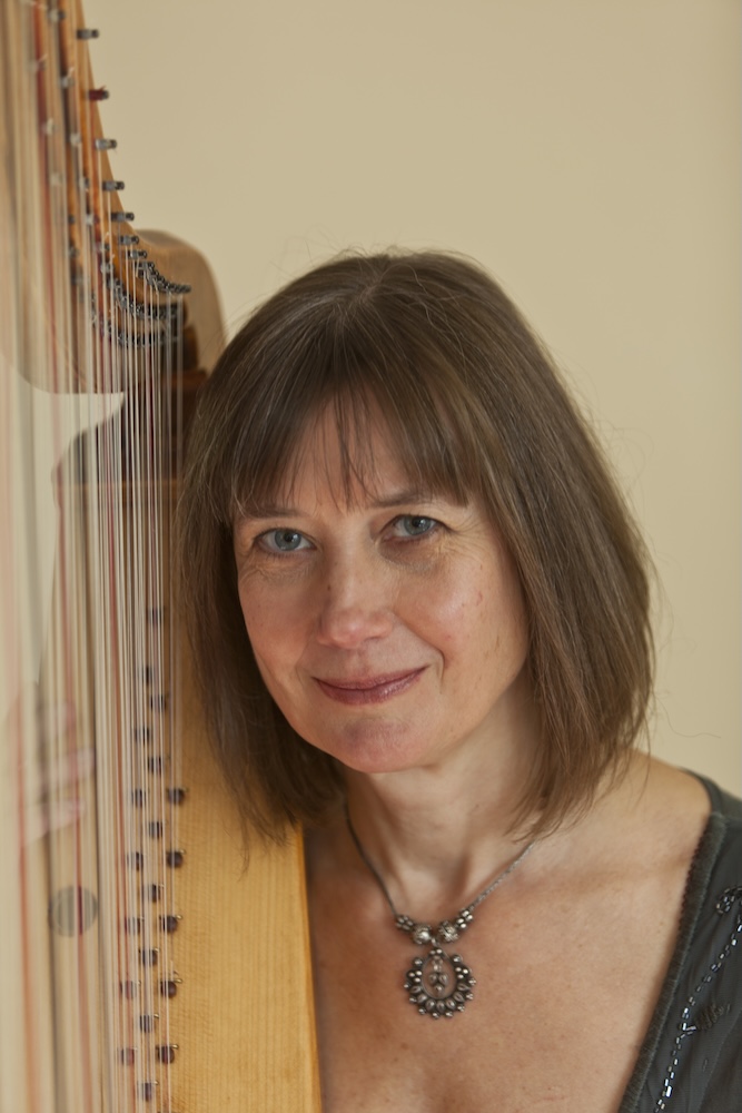 Frances Kelly with historical harp